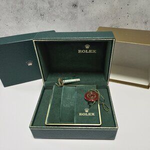 VTG Rolex Watch Boxes Outer & Inner BOX ONLY 80's Green & Gold ***No Watch!***